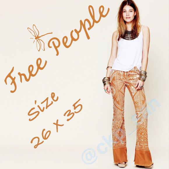 Rare Free People Discharge Bali Flare Jeans Sz 26